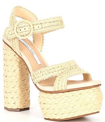 Image of Gianni Bini Pelle Raffia Platform Sandals