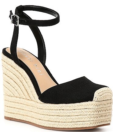 Image of Gianni Bini Scottie Linen Jute Platform Espadrille Wedges