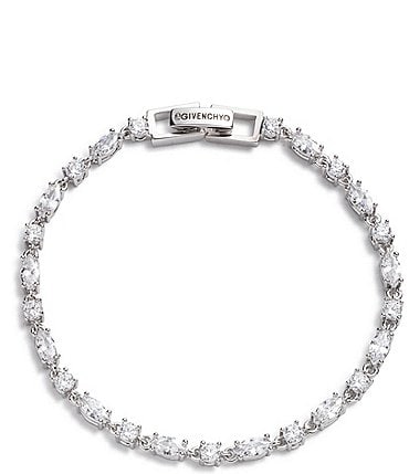Image of Givenchy Silver Tone Crystal Tennis Flex Line Bracelet