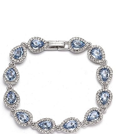 Image of Givenchy Silver Tone Light Sapphire Crystal Pear Flex Line Bracelet