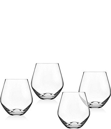 Image of Godinger Crystal Meridian Stemless Wine Glasses, Set of 4