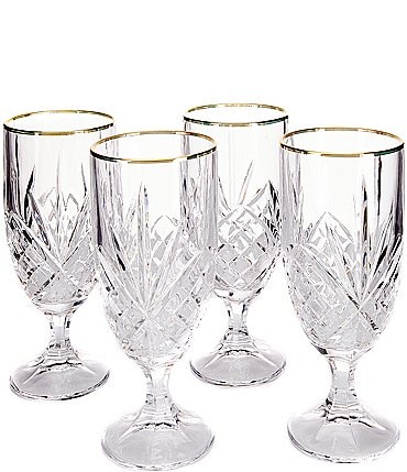 Image of Godinger Dublin Gold-Rimmed Handcrafted Crystal Iced Beverage Glasses Set of 4