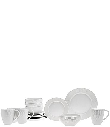 Image of Godinger Pique 16-Piece White Dinnerware Place Setting Set