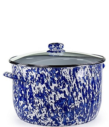 Image of Golden Rabbit Enamelware Cobalt Swirl 18-Quart Stock Pot
