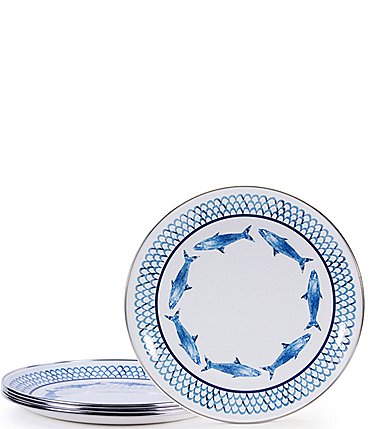 Image of Golden Rabbit Enamelware Fish Camp Dinner Plates, Set of 4