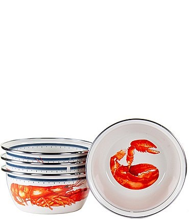 Image of Golden Rabbit Enamelware Lobster Salad Bowls, Set of 4