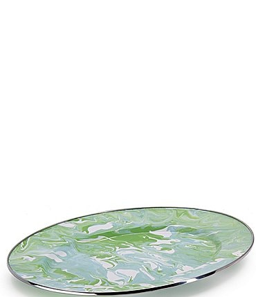 Image of Golden Rabbit Enamelware Marbled Modern Monet Oval Platter