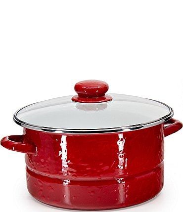 Image of Golden Rabbit Enamelware Red 6-Quart Stock Pot