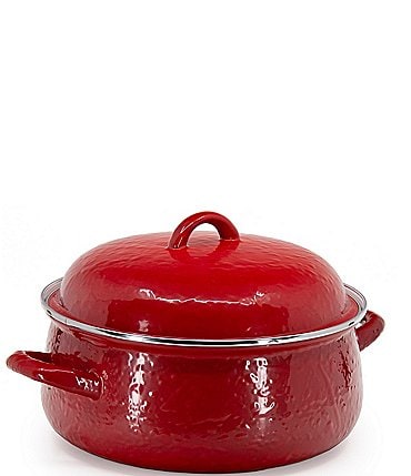 Image of Golden Rabbit Enamelware Red Dutch Oven