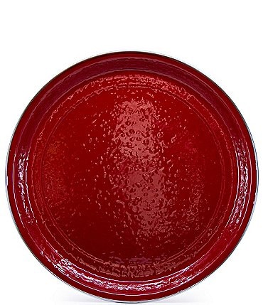 Image of Golden Rabbit Enamelware Solid Texture Red Medium Tray