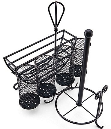 Image of Gourmet Basics by Mikasa Avilla Picnic Plate Napkin and Flatware Storage Caddy with Paper Towel Holder