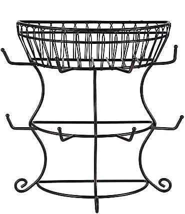 Image of Gourmet Basics by Mikasa French Countryside Metal Mug Tree with Storage Basket