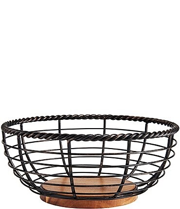 Image of Gourmet Basics by Mikasa Rope Round Wrought Iron & Wood Fruit Basket