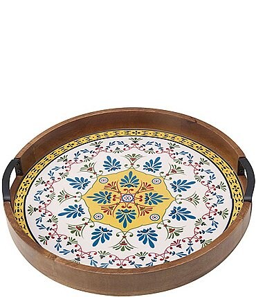 Image of Gourmet Basics by Mikasa Round Tiled Lazy Susan Serving Tray
