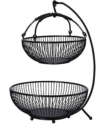 Image of Gourmet Basics by Mikasa Spindle 2-Tier Fruit Basket with Banana Hook