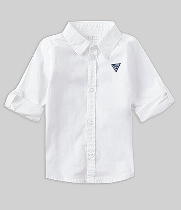 Image of Guess Baby Boys Newborn-24 Months Adjustable Long Sleeve Woven Button Front Shirt