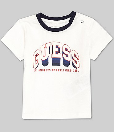 Image of Guess Baby Boys Newborn-24 Months Contrast Neckline Short-Sleeve Logo T-Shirt