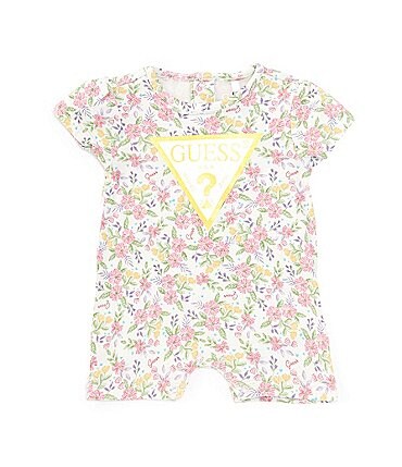 Image of Guess Baby Girls Newborn-12 Months Short Sleeve Floral Printed Romper
