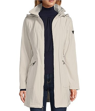 Image of Guess Soft Shell Hooded Water Resistant Belted Parka