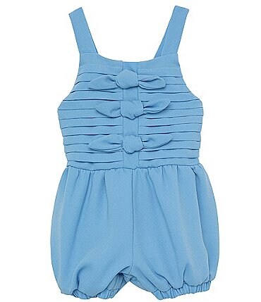 Image of Habitual Baby Girls 12-24 Months Sleeveless Square Neck Chiffon Pleated Tie Front Smocked Back Romper