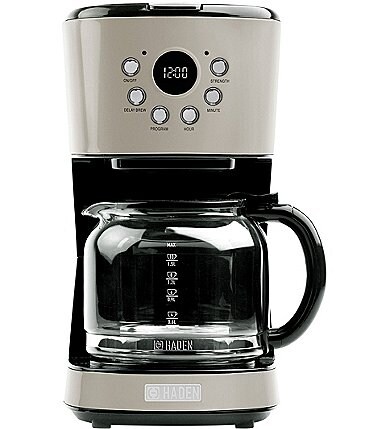Image of Haden 12-Cup Programmable Drip Coffee Maker with Strength Control and Timer - Putty Chrome