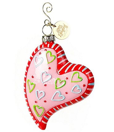 Image of Happy Everything! by Laura Johnson Heart Shaped Hand-Blown Glass Ornament