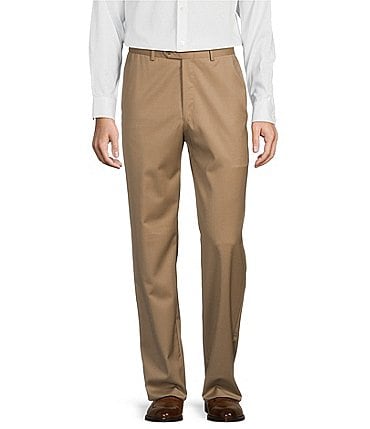 Image of Hart Schaffner Marx Chicago Classic Fit Flat Front Solid Pattern Dress Pants