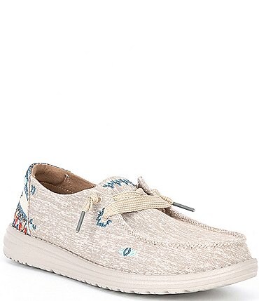 Image of HEYDUDE Women's Wendy Chambray Printed Detail Washable Slip-Ons