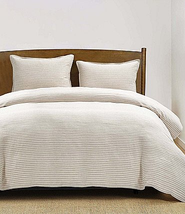 Image of Hiend Accents 100% French Flax Linen Railroad Striped Reversible Duvet Cover Mini Set