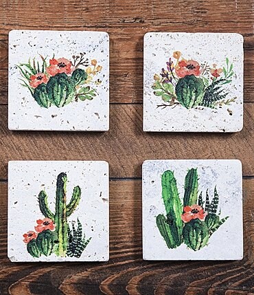 Image of HiEnd Accents Cactus Blooms Coasters, Set of 4