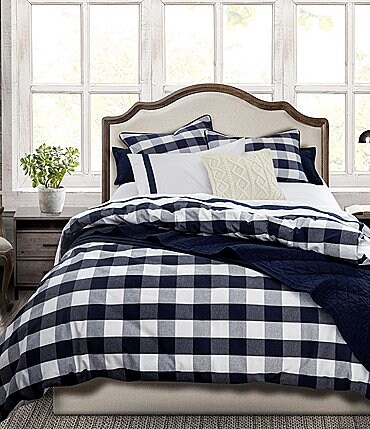 Image of HiEnd Accents Camille Navy Buffalo Check Duvet Cover Mini Set