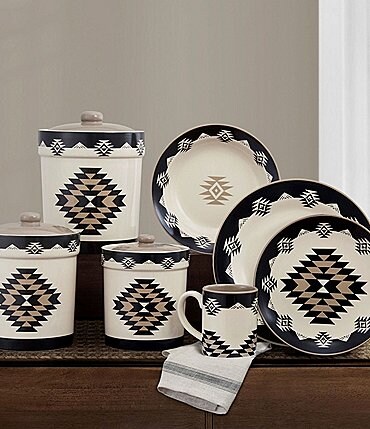 Image of HiEnd Accents Chalet 19-Piece Southwestern Dinnerware and Canister Set