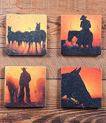 Image of HiEnd Accents Cowboy Sunset Coasters, Set of 4