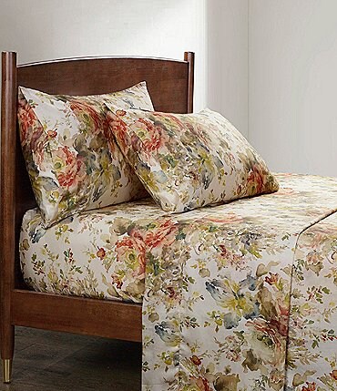Image of HiEnd Accents Jardin Lyocell Watercolor Floral Printed  Sheet Set