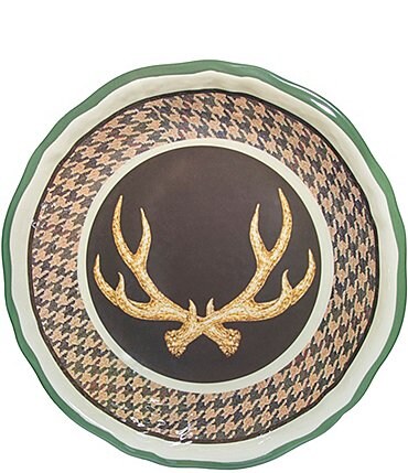 Image of HiEnd Accents Joshua Melamine Deer Horn Houndstooth Serving Bowl