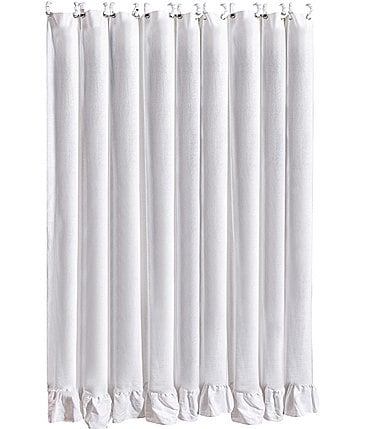Image of HiEnd Accents Lily Collection Washed Linen Ruffled Shower Curtain