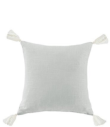 Image of HiEnd Accents Luna Collection Washed Linen Tasseled Square Pillow