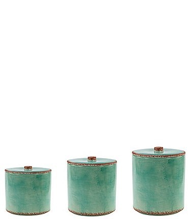 Image of HiEnd Accents Patina Collection Turquoise Canisters, Set of 3
