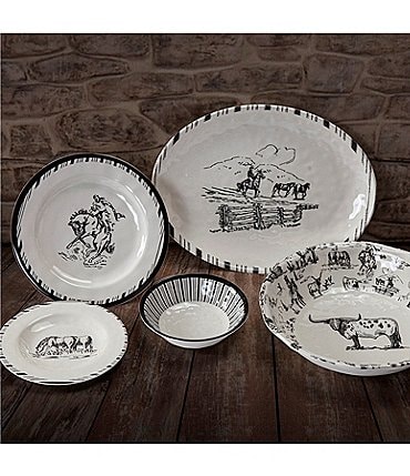 Image of HiEnd Accents Paseo Road by HiEnd Accents Ranch Life Collection Melamine 14-Piece Dinnerware Set
