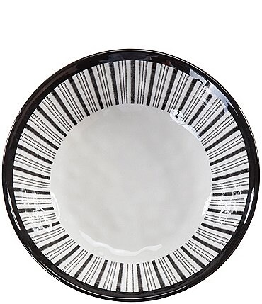 Image of HiEnd Accents Paseo Road by HiEnd Accents Ranch Life Collection Black & White Stripe Melamine Bowls, Set of 4