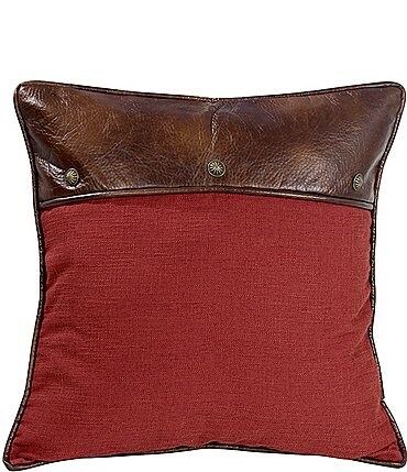 Image of Paseo Road by HiEnd Accents Red Euro Sham with Vegan Leather and Conchos
