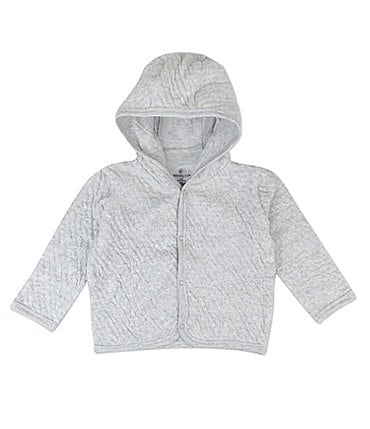 Image of Honest Baby Clothing - Baby Boys Newborn - 12 Months Matelasse Organic Cotton Snap Front Hooded Jacket