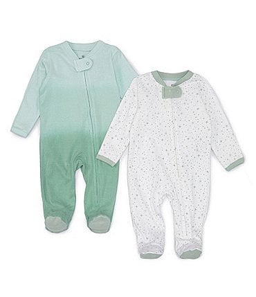 Image of Honest Baby Clothing Baby Boy Newborn-9 Month Round Neck Zipper Front 2-Pack Organic Sleeper