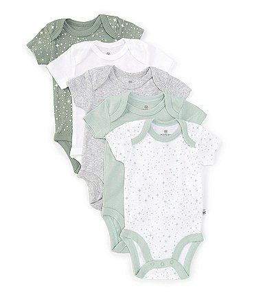 Image of Honest Baby Clothing Baby Boy Newborn-12 Months Short Sleeve Organic Cotton Bodysuit 5-Pack
