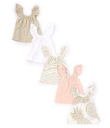 Image of Honest Baby Girls 3-24 Months Round Neck Flutter Sleeve 5-Pack Tanks