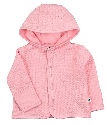 Image of Honest Baby Girls Newborn - 12 Months Matelasse Organic Cotton Snap Front Hooded Jacket