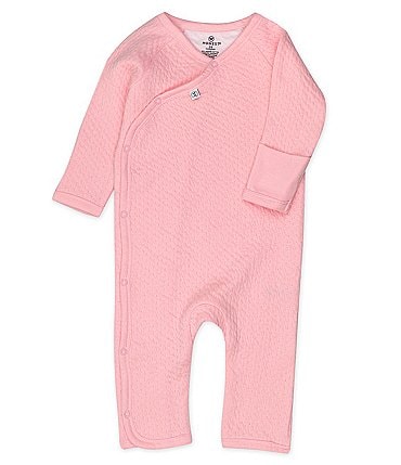 Image of Honest Baby clothing - Baby Girls Newborn - 12 Months Organic Matelasse Side Snap Coverall