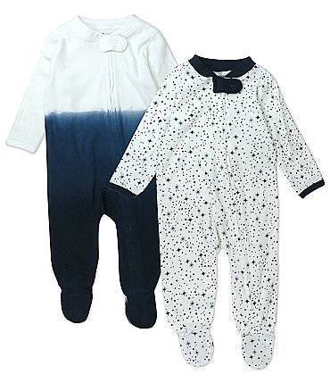 Image of Honest Baby Clothing - Baby Newborn - 12 Months 2-Pack Navy Twinkle Star Sleep and Play Coveralls