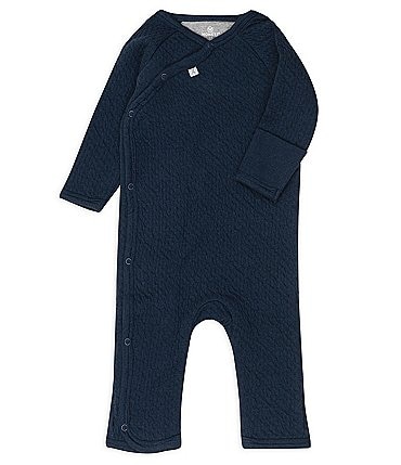 Image of Honest Baby Clothing - Baby Newborn-12 Months Matelasse Organic Side Snap Coverall