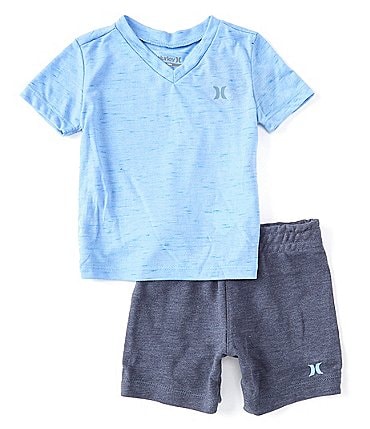 Image of Hurley Baby Boys 12-24 Months V-Neck Cloud Slub Tee & French Terry Short Set